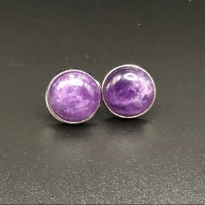 Amethyst x Silver Stud Earrings